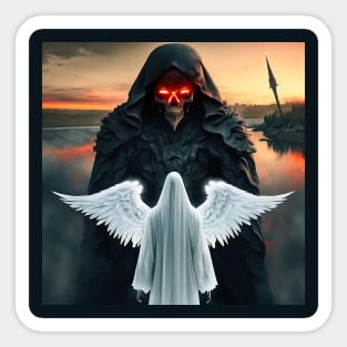 white angel and black angel of death Sticker